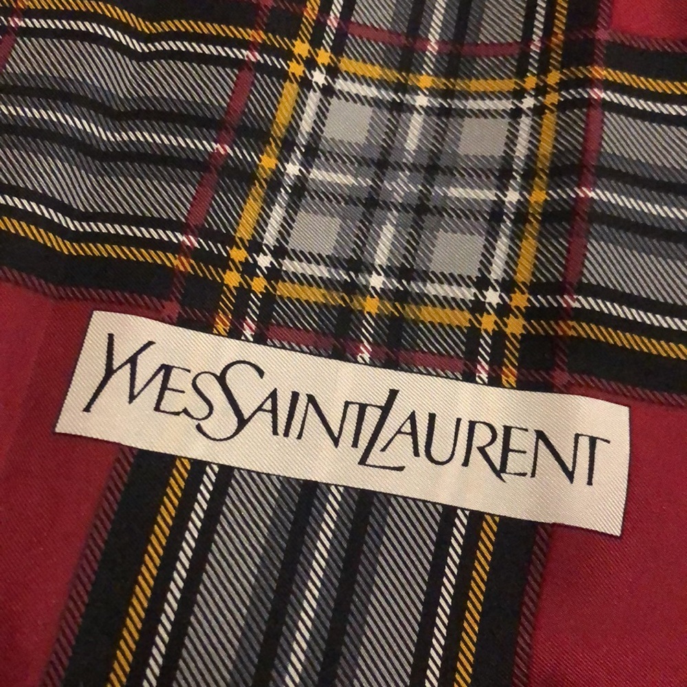 YSL scarf #2 🧣 checkered authentic silk 💯 - Picture 2 of 8